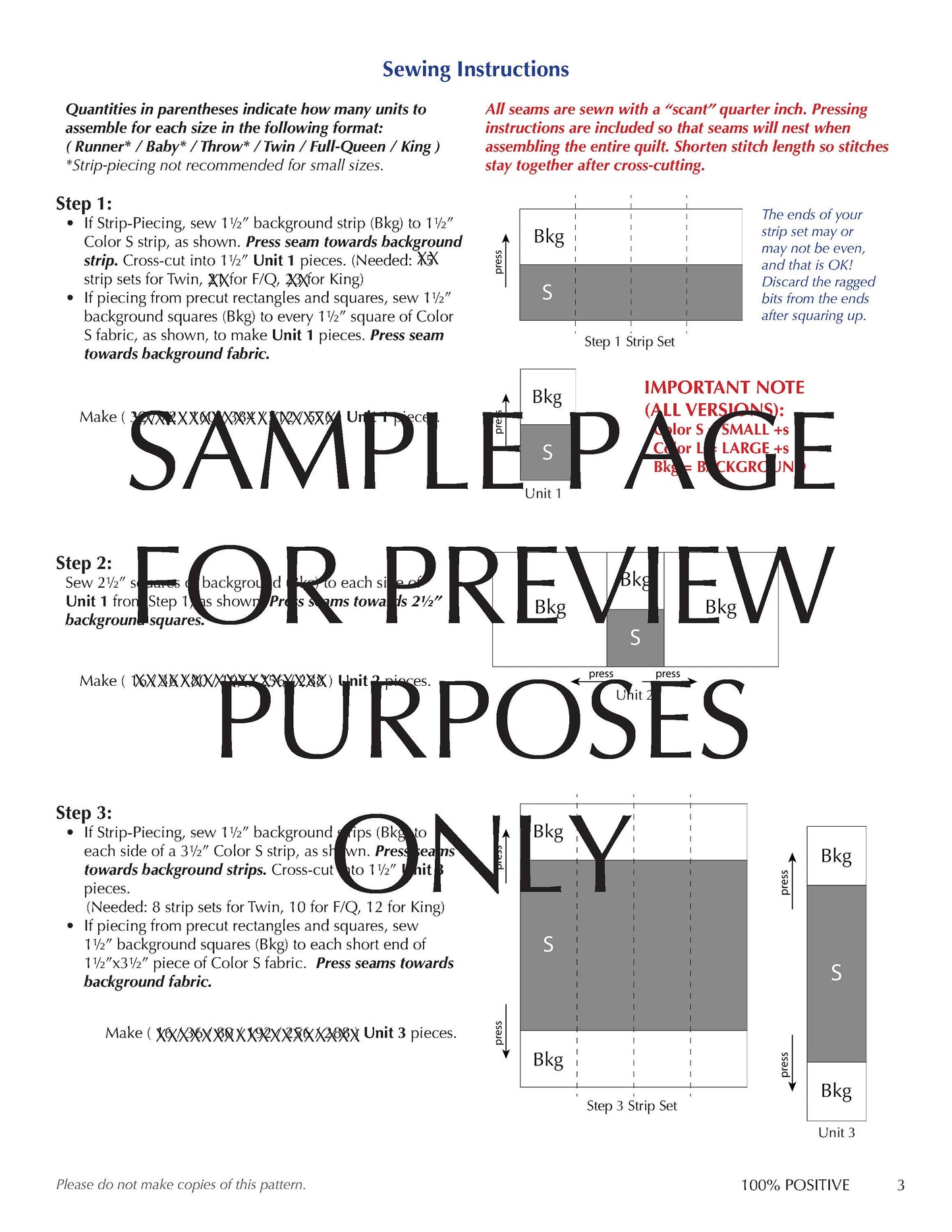 100% Positive Quilt Pattern