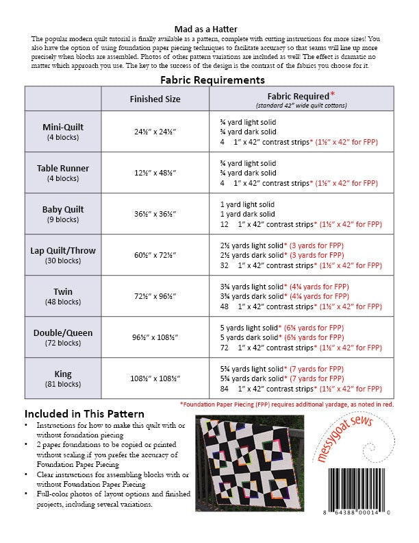 Mad as a Hatter Quilt Pattern (PDF Download)